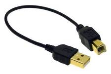 7.6 INCH USB 2.0 Certified 480Mbps Type A to B Male Cable Black GOLD-PLATED picture
