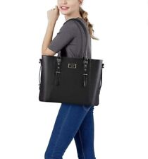 Mosiso Laptop Black Leather Large Bag. picture