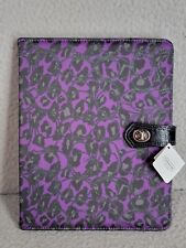 Coach Ipad Tablet Case Purple Animal Print And Black Leather Trim Folding picture