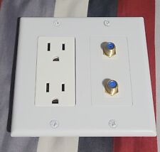 IBL-15A Power Outlet, 2 Port Coax Cable TV Gold-Plated F Type -Wall Plate picture