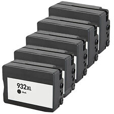 5 Pack 932XL Black Ink Fits HP 932XL 932 ink Officejet 6100 6600 6700 New Chip picture
