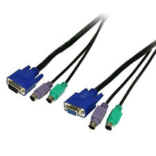 6 Ft 3-in-1 KVM Switch Cable w/ Male PS/2 Keyboard Mouse & VGA Male to Female picture