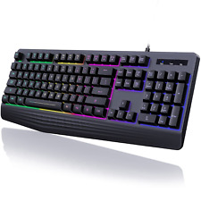 Gaming Keyboard 7-Color Rainbow LED Backlit 104 Keys Quiet Light up Keyboard picture