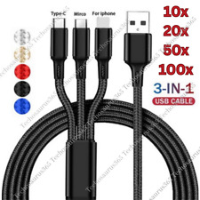 Lot 3A Fast USB Charging Cable 3 In 1 Charger Cord For iPhone USB-C Micro USB picture