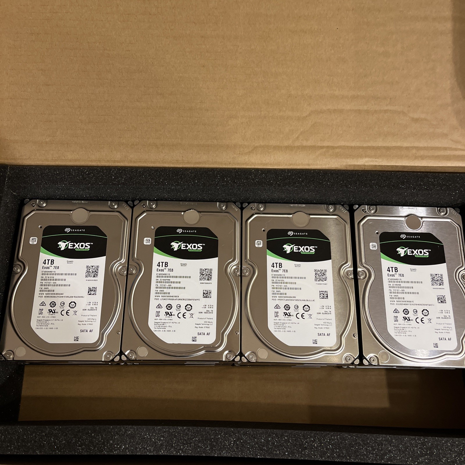Box Of 20 ST4000NM0115 Seagate Exos 7E8 4TB SATA Enterprise Hard Drives