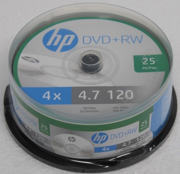 HP DVD+RW 4X 4.7GB 120 Minute Video 25Pack Spindle Brand New Sealed
