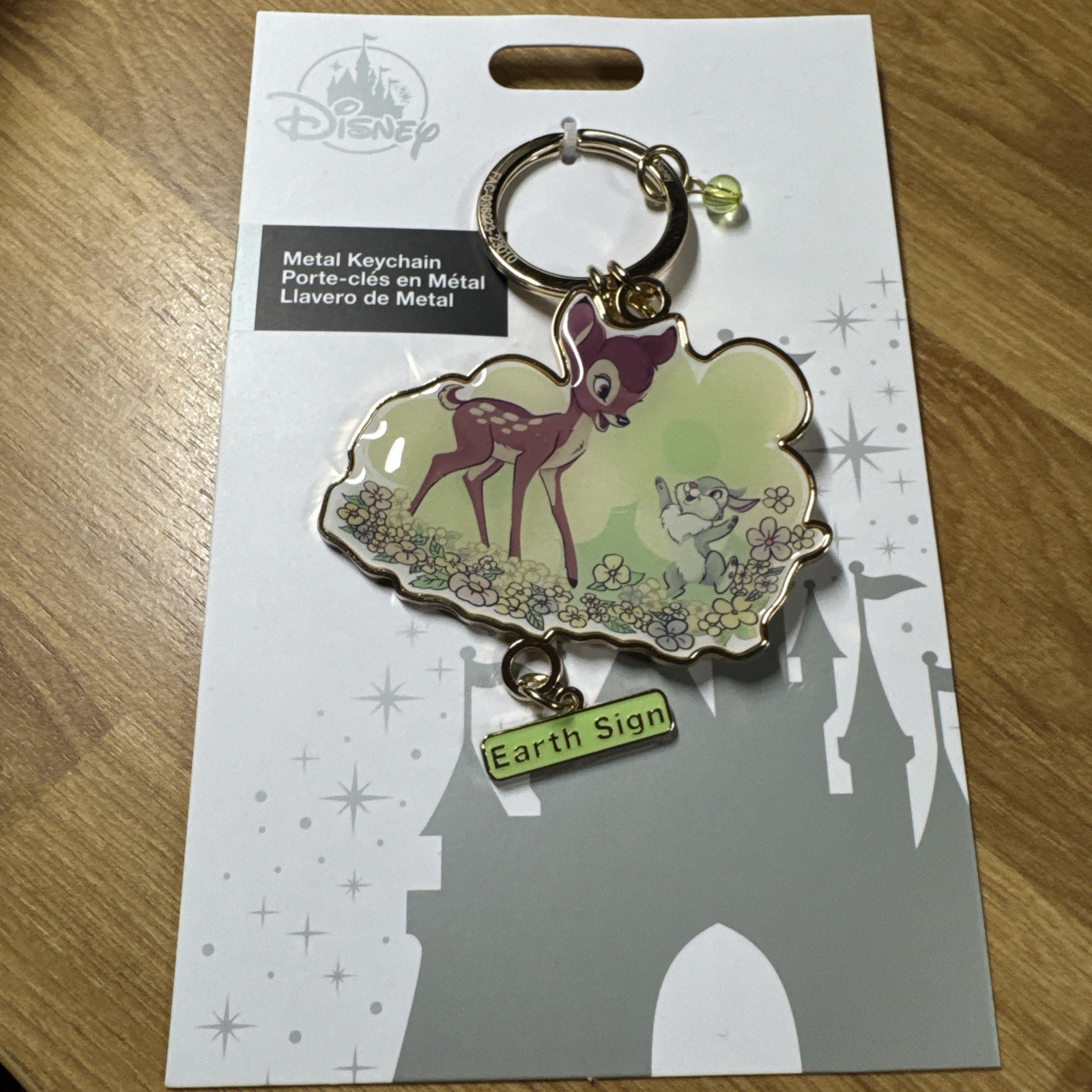 Disney Parks Bambi & Bunny Earth Sign Metal Keychain Bag Charm