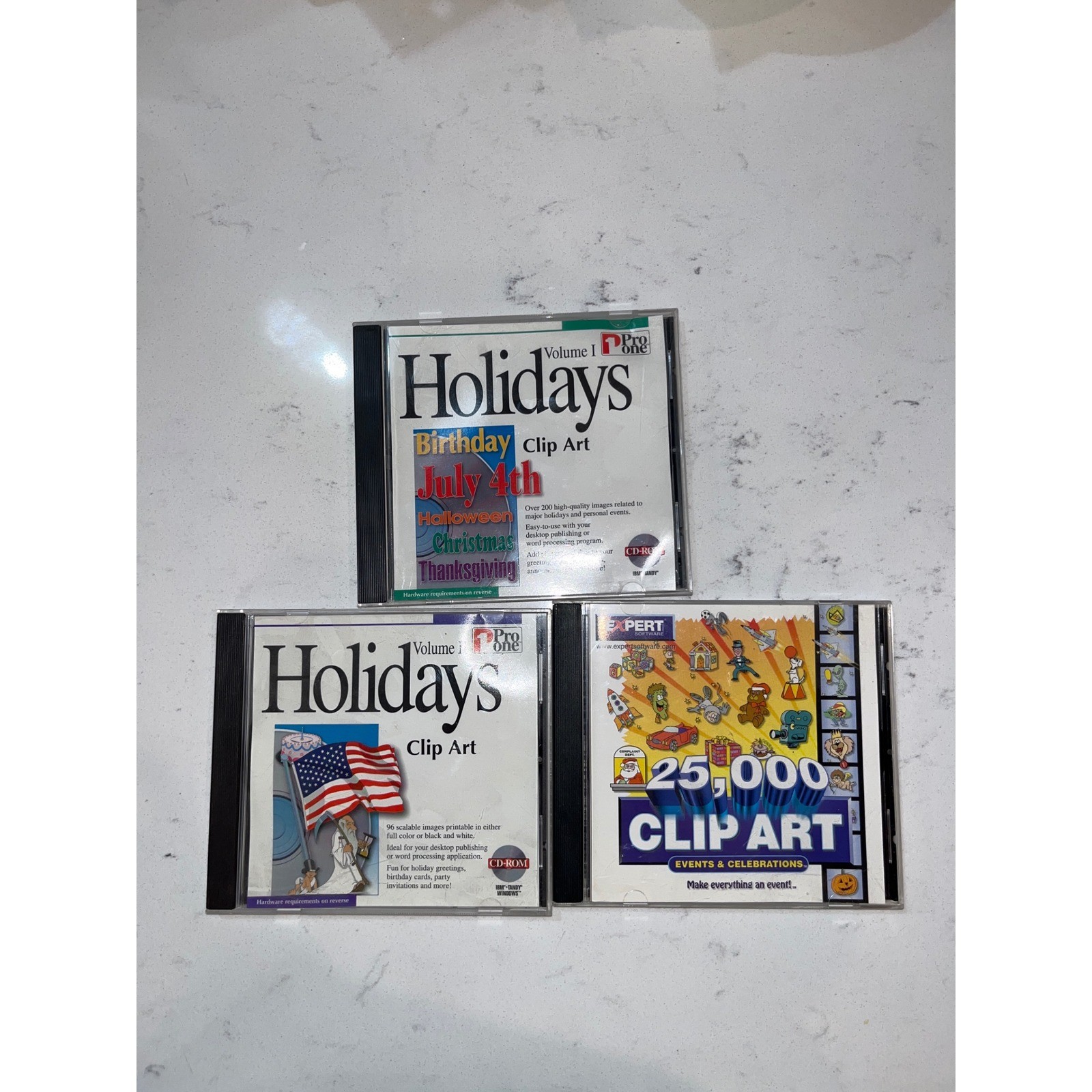 Vintage Clip Art CD-ROM Lot Pro One Holidays Vol 1 2 & Expert Software 25000
