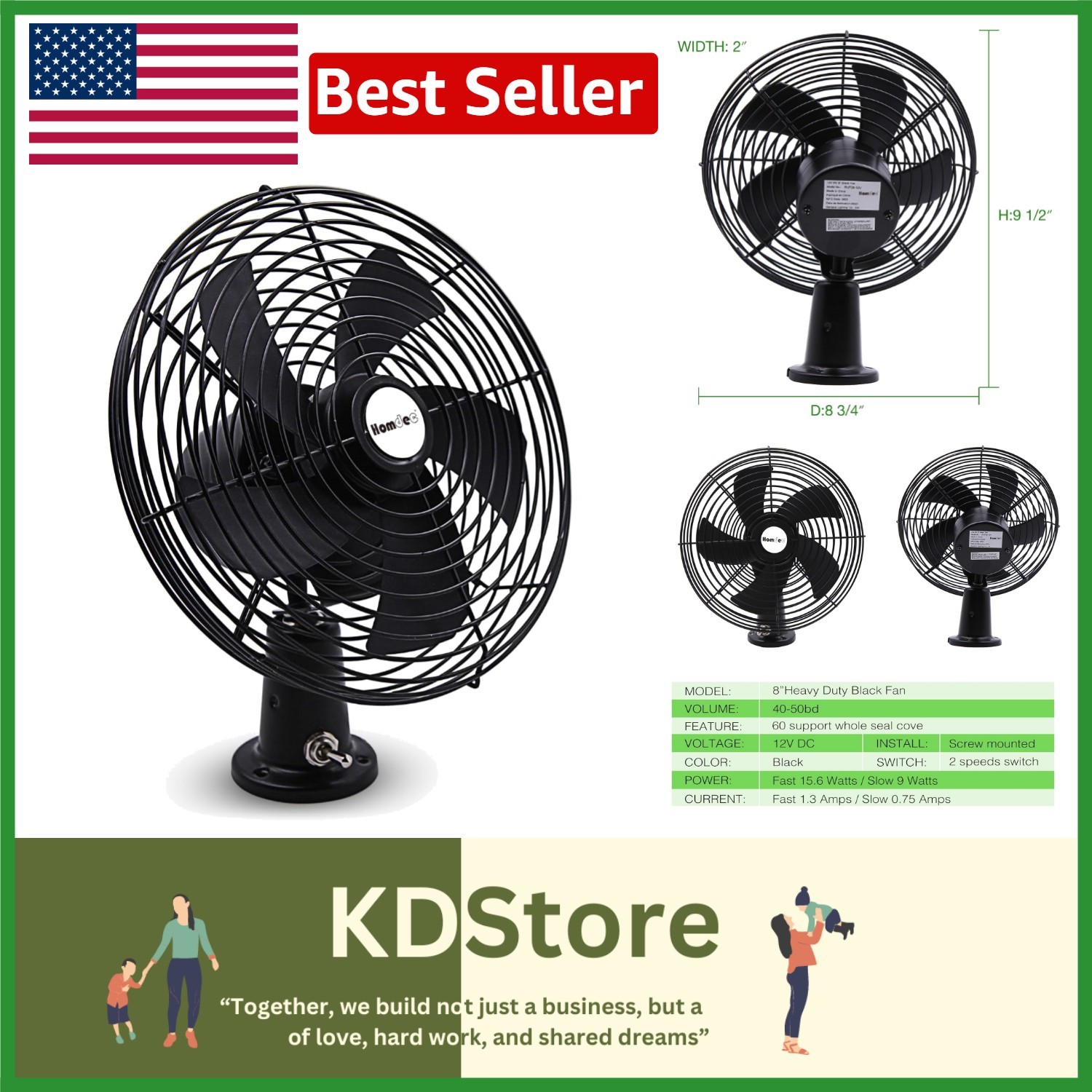 Versatile 12V Cooling Fan with Adjustable Tilt & Fast Installation - Heavy Duty