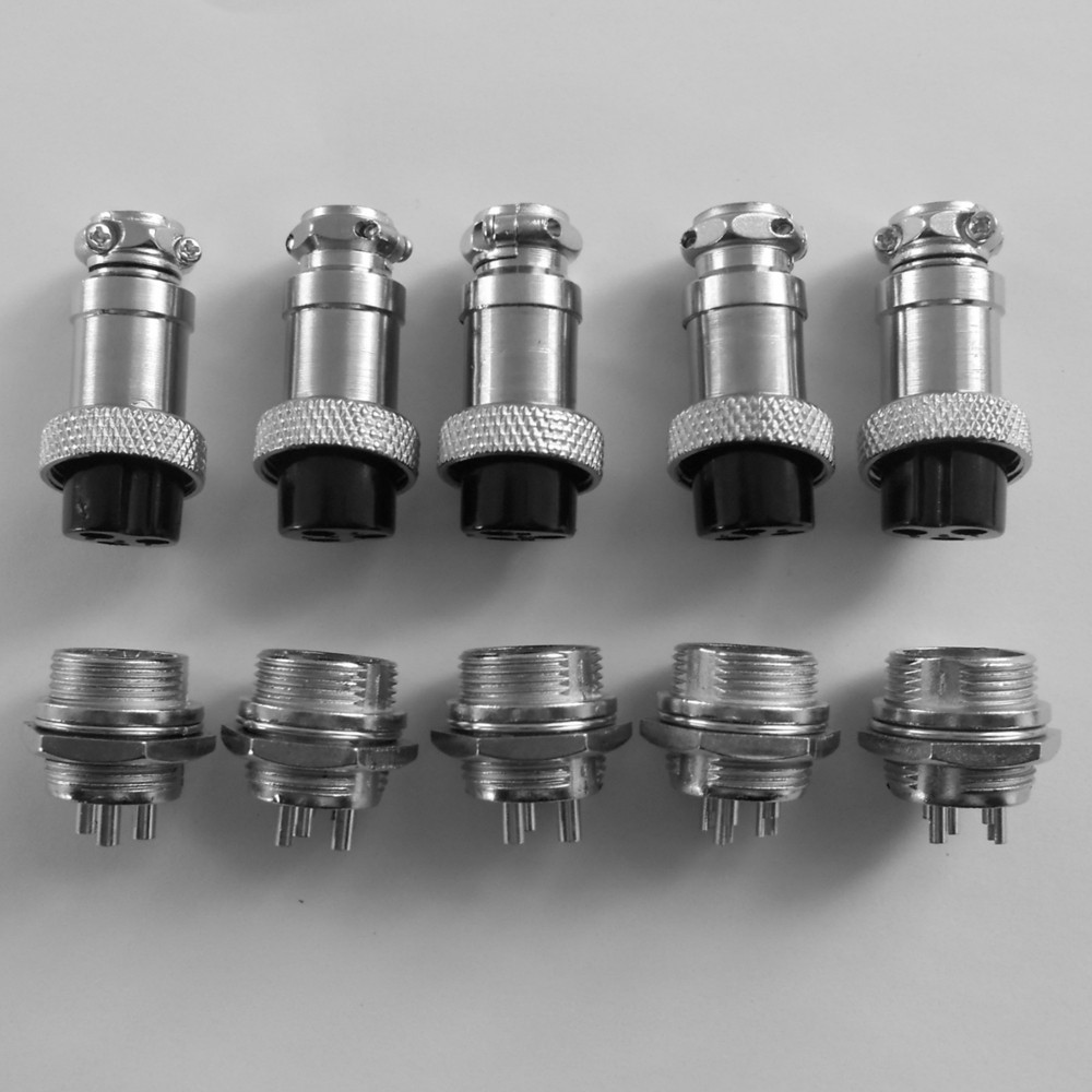 5pcs Aviation Plug Male Female Wire Panel Metal Connector 16mm 3 pin GX16-3 M28
