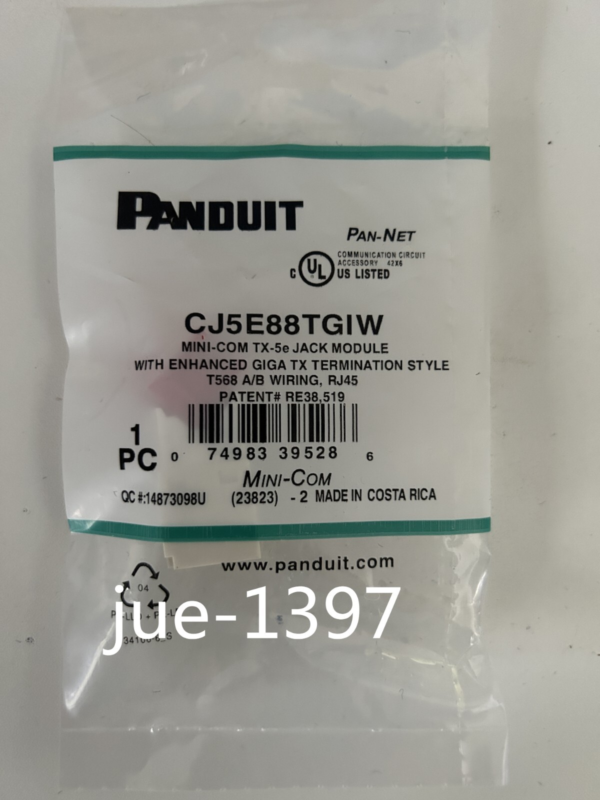 Panduit CAT5e Network Module CJ5E88TGIW BOX OF 50.  for DHL/fedex