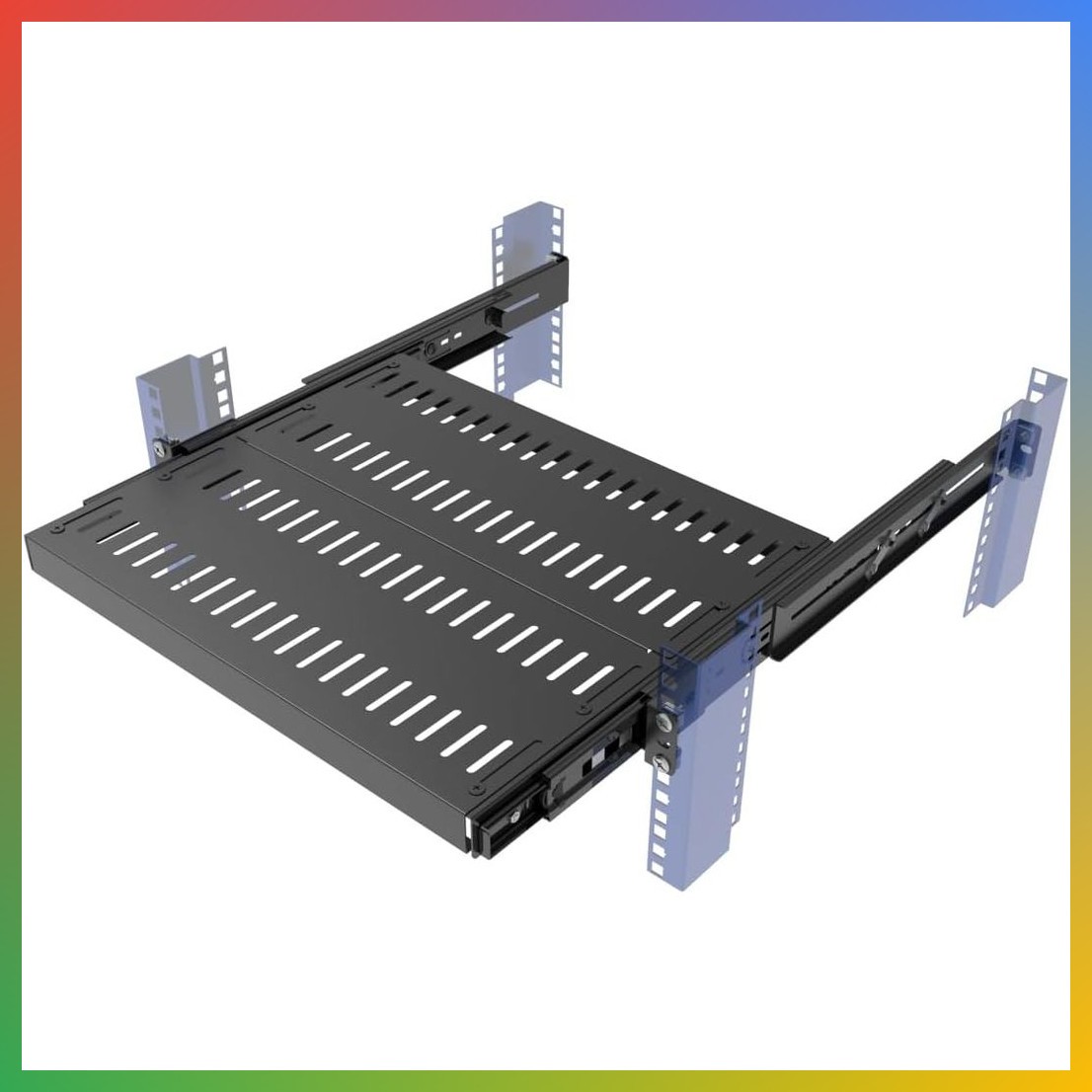 1U Sliding Rack Shelf Vented 15-22 Inch Adjustable Depth 4 Post Server