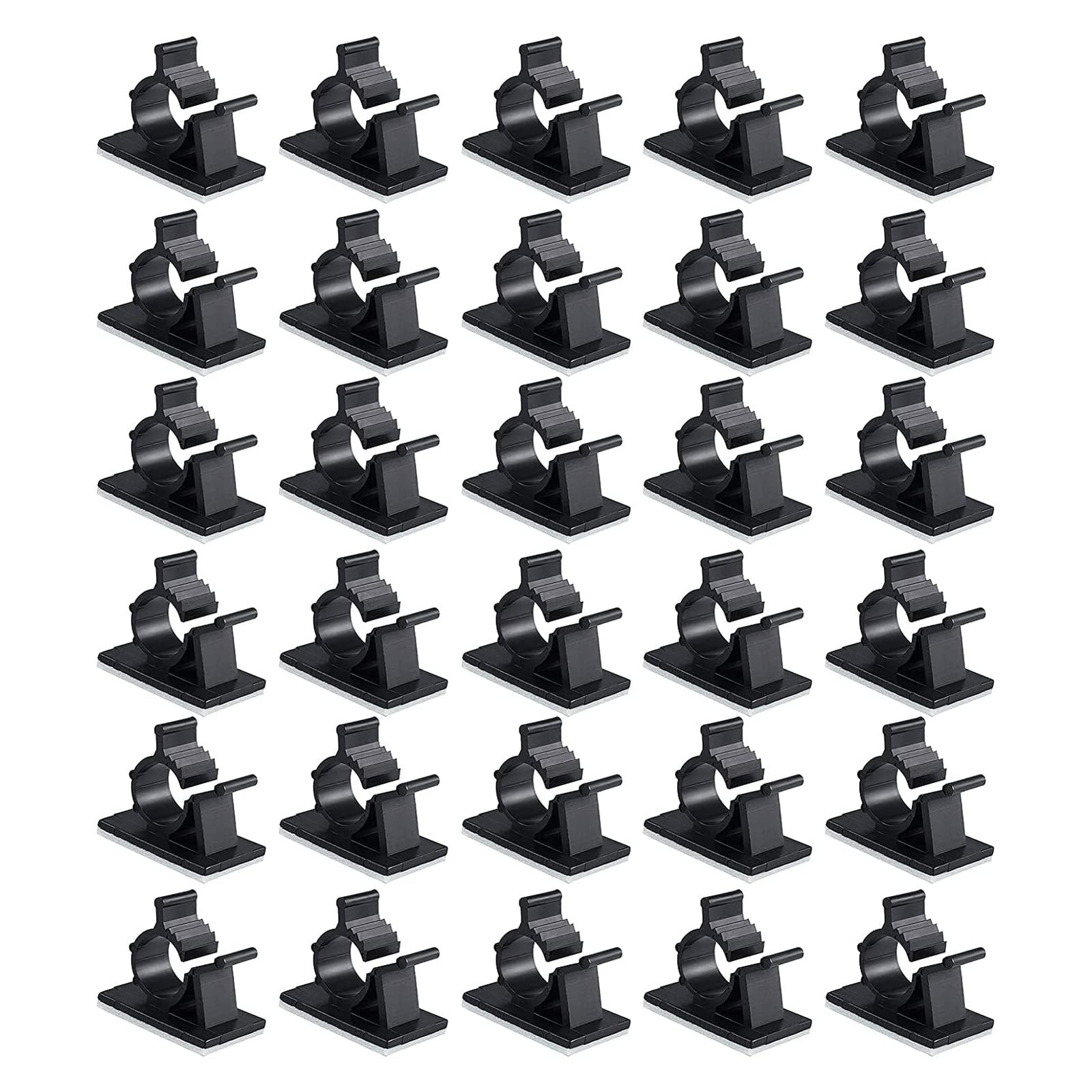 30 Self Adhesive Nylon Cable Clips, Wire Management Drop Clips, Black