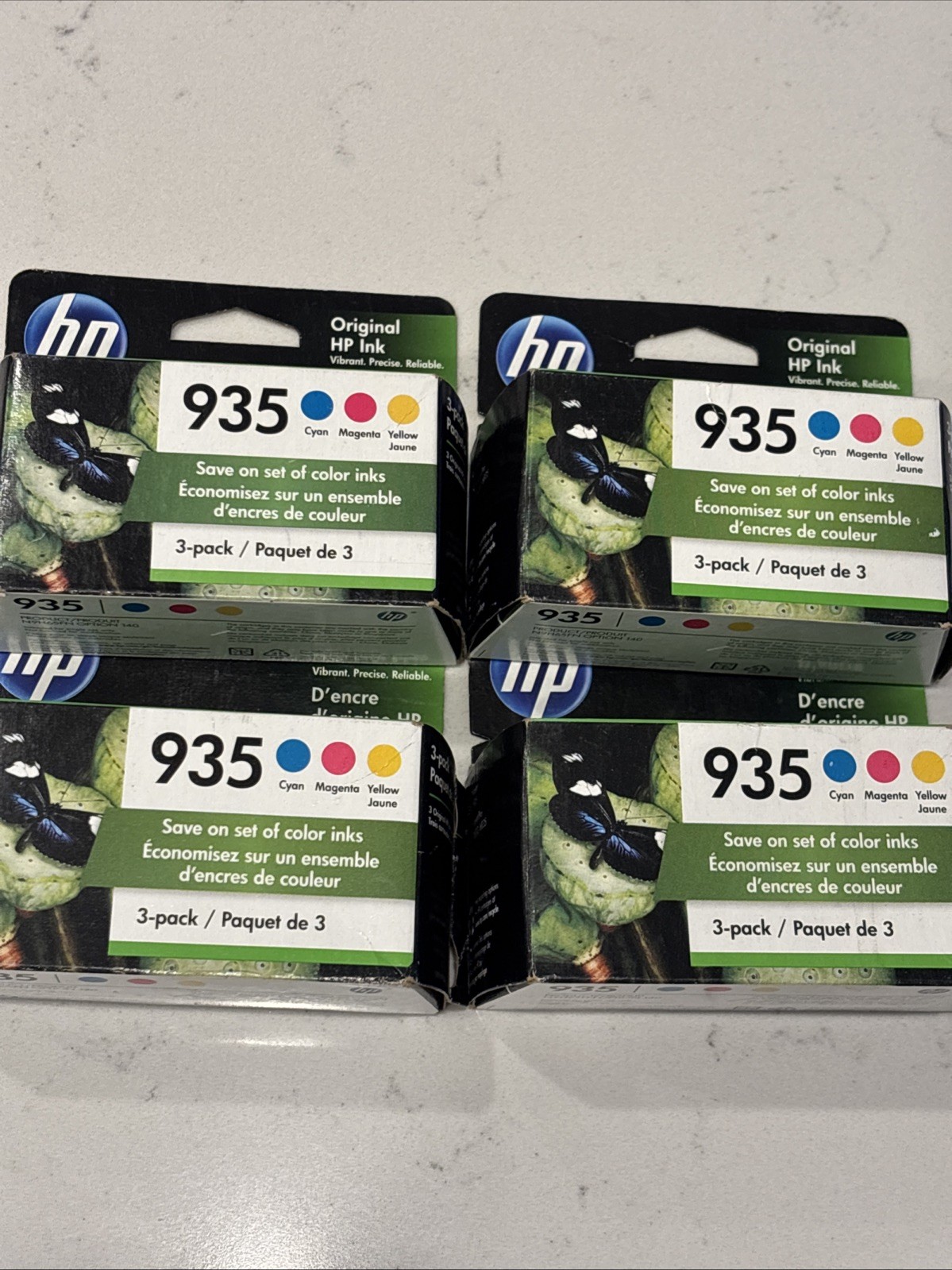 4 Boxes HP 935 Cyan Magenta Yellow Ink Cartridges EXP 12/2022-1 9/2023-3 NEW