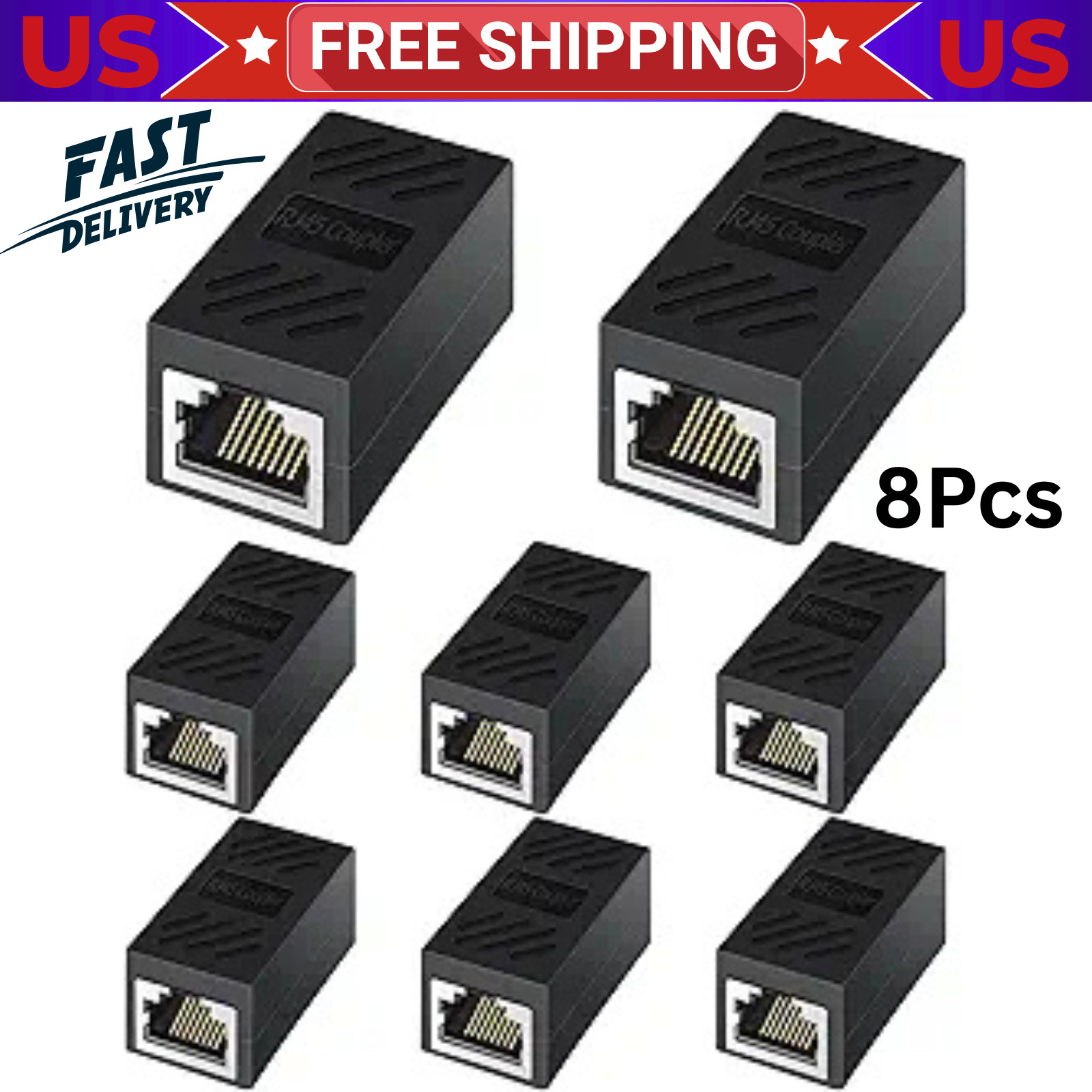 8PACK RJ45 Inline Coupler Cat6/Cat5e Ethernet Network Cable Extender Connector