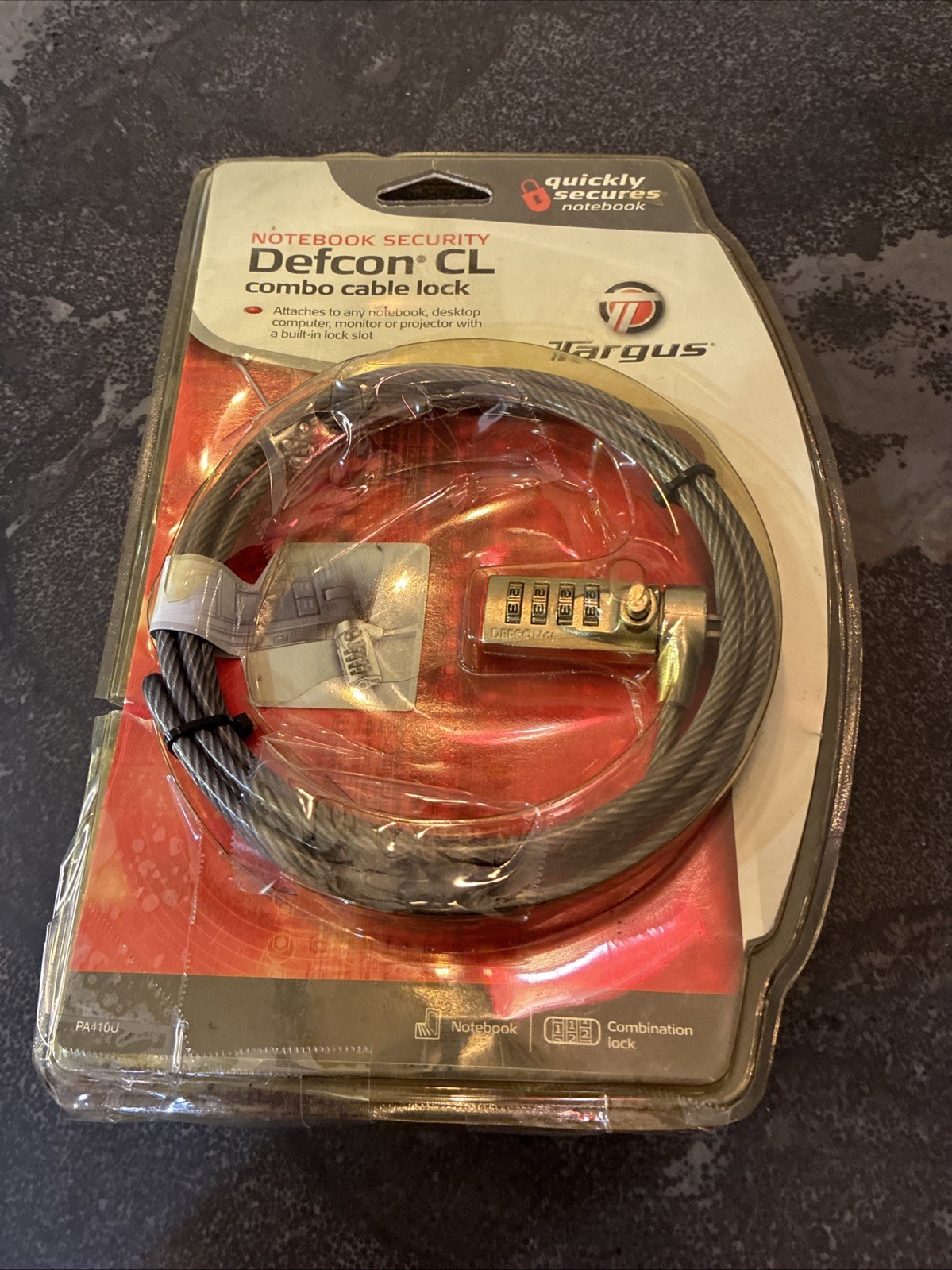 Targus Defcon CL Laptop Notebook Combo Cable Lock Security Keyless New In Box