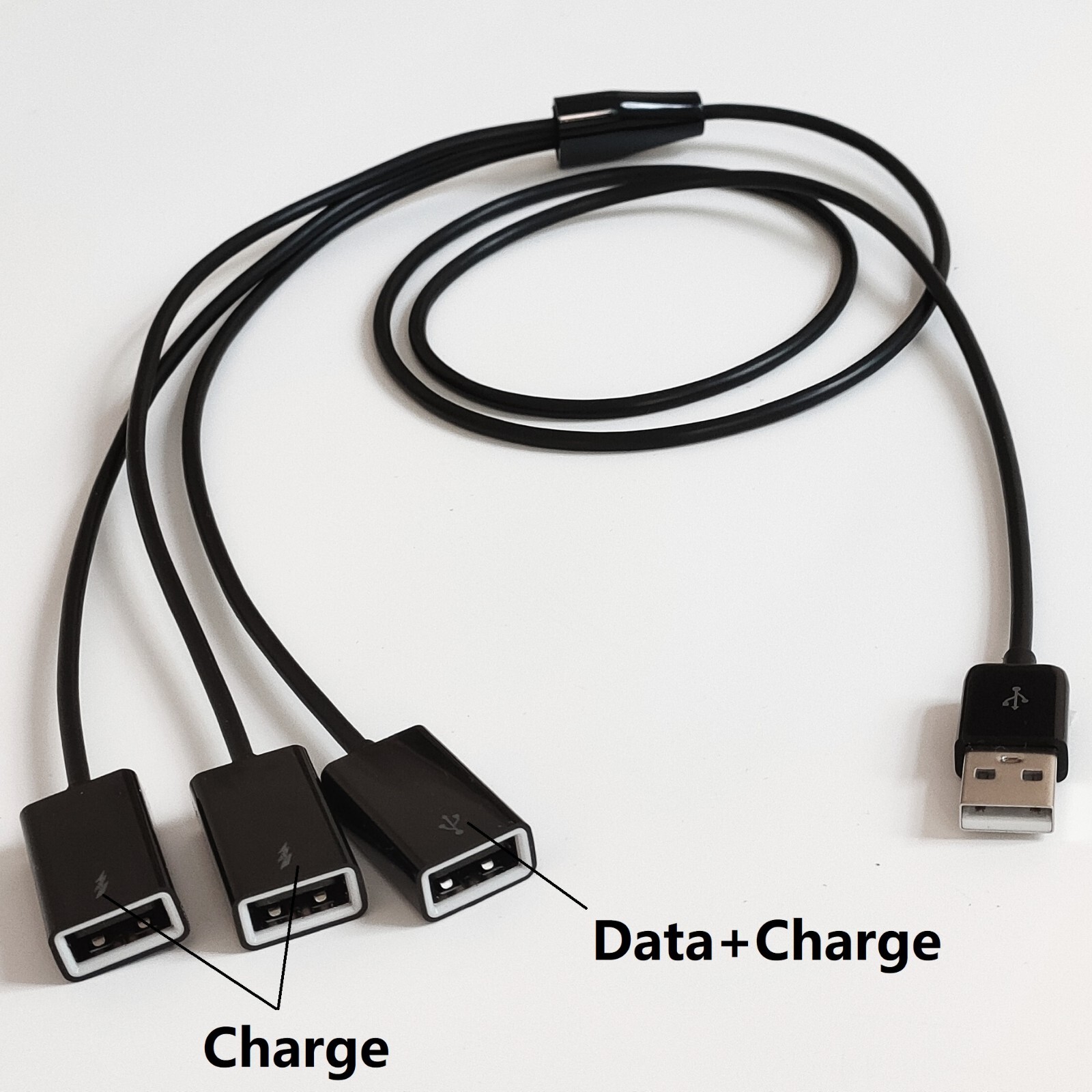 FLEAVER 1M 3FT 3 in 1 USB A Male to 3 USB Female Jack Data Sync Charging Cable