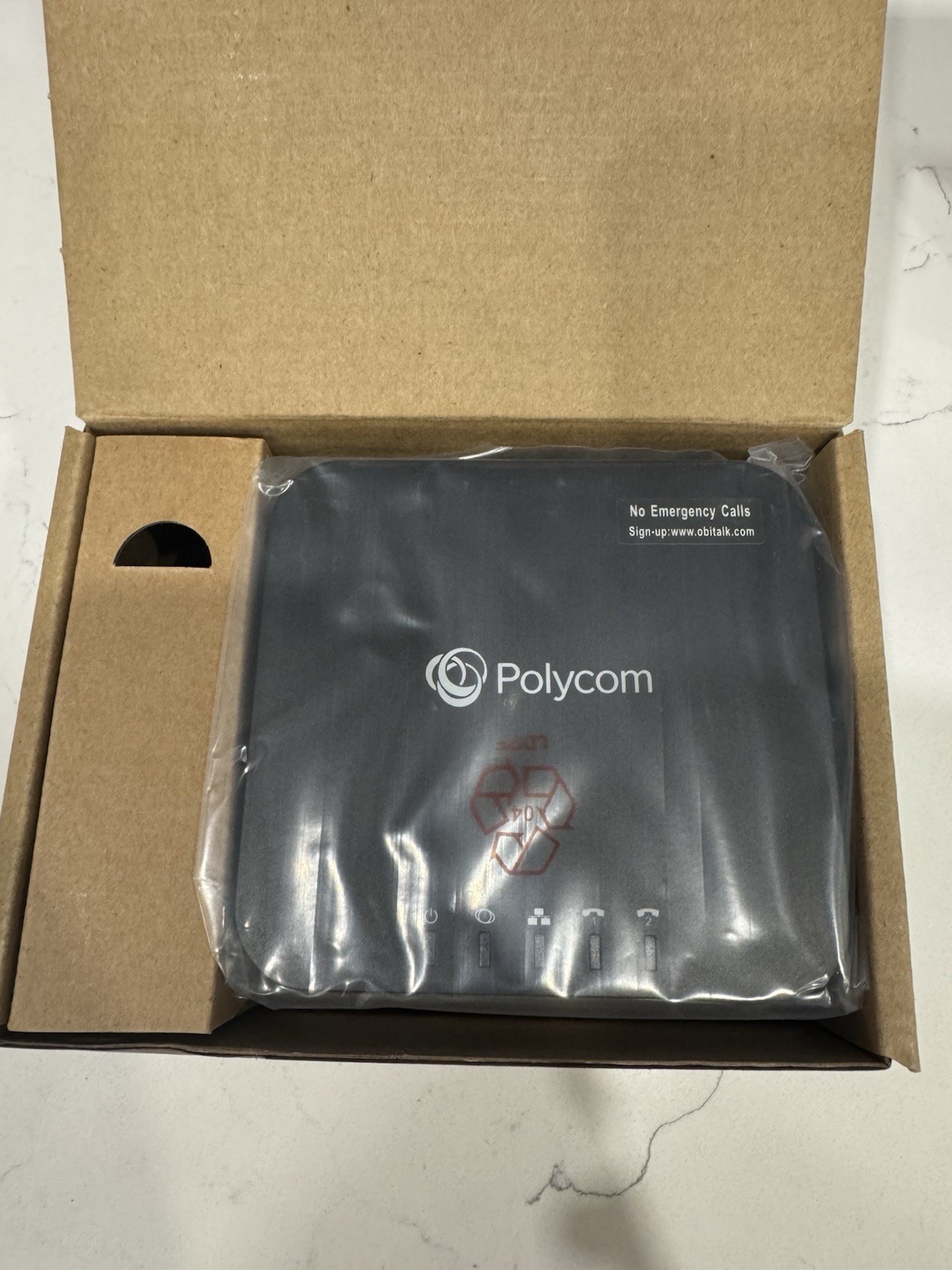 Polycom OBi202 Google Voice 2-Line VoIP Phone Adapter Black USB Ethernet 