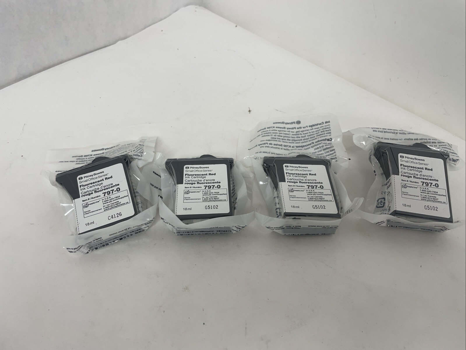 Pitney Bowes Small Office Series 797-0 Fluorescent Red Ink Cartridge 18 ml Set-4