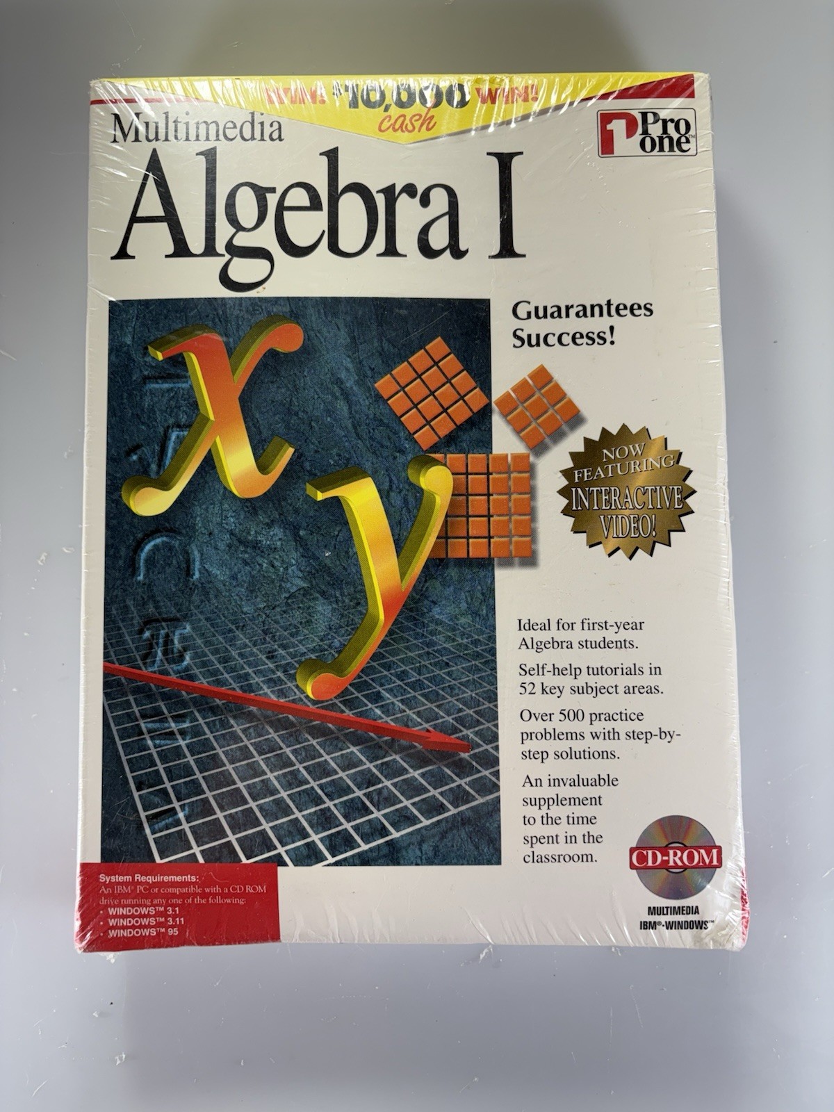 Pro One Multimedia Algebra I 1995 PC CD-ROM IBM Microsoft Windows BIG BOX SEALED