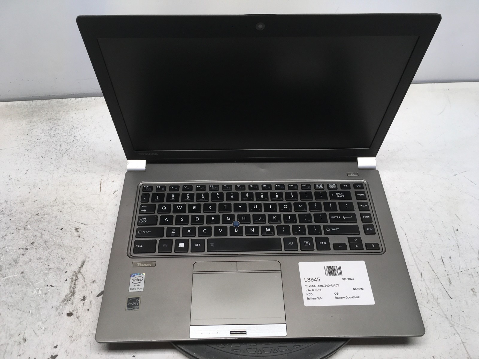 Toshiba Tecra Z40-A1402 Intel i7 vPro No RAM NO HDD