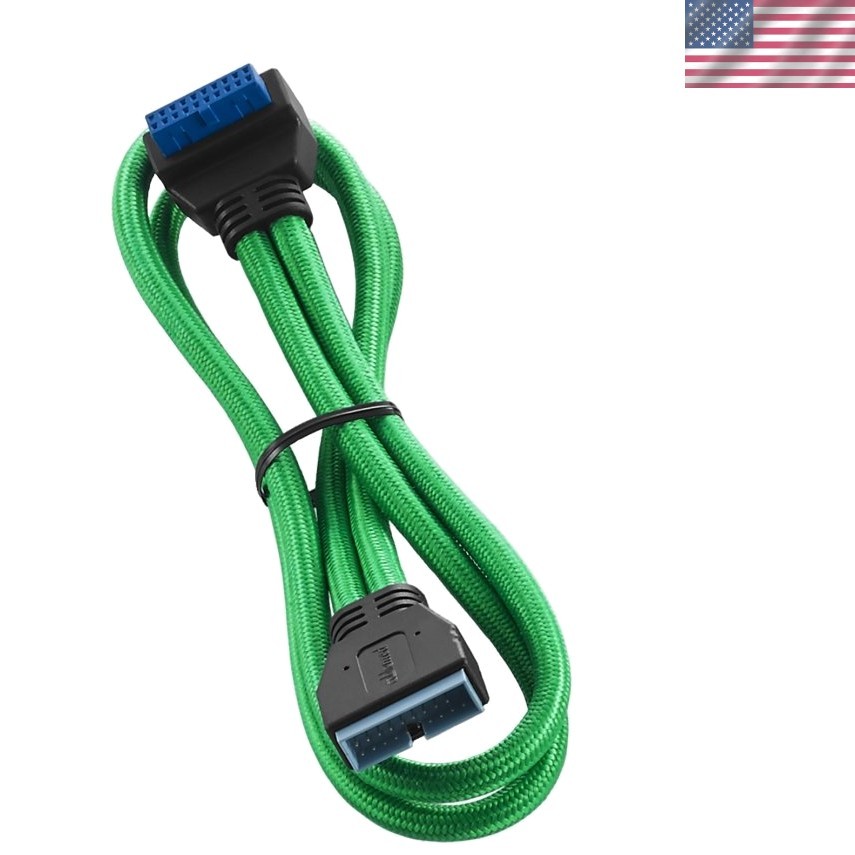 ModFlex Sleeved Right Angle Internal USB 3.0 Cable Green, 50cm