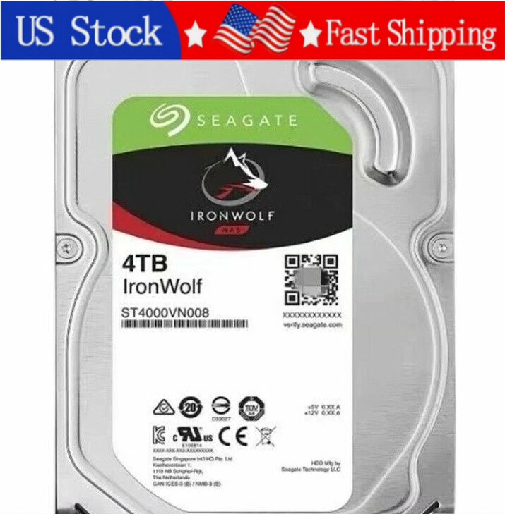 New Seagate ST4000VN008 IronWolf 4TB 5900RPM 3.5" SATA 6Gb/s 64MB NAS Hard Drive