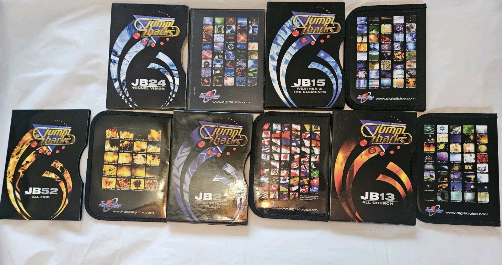 Digital Juice Jump Backs LOT of 5 DVDs – Church,Flags,Weather,Tunnel,Fire- NM 