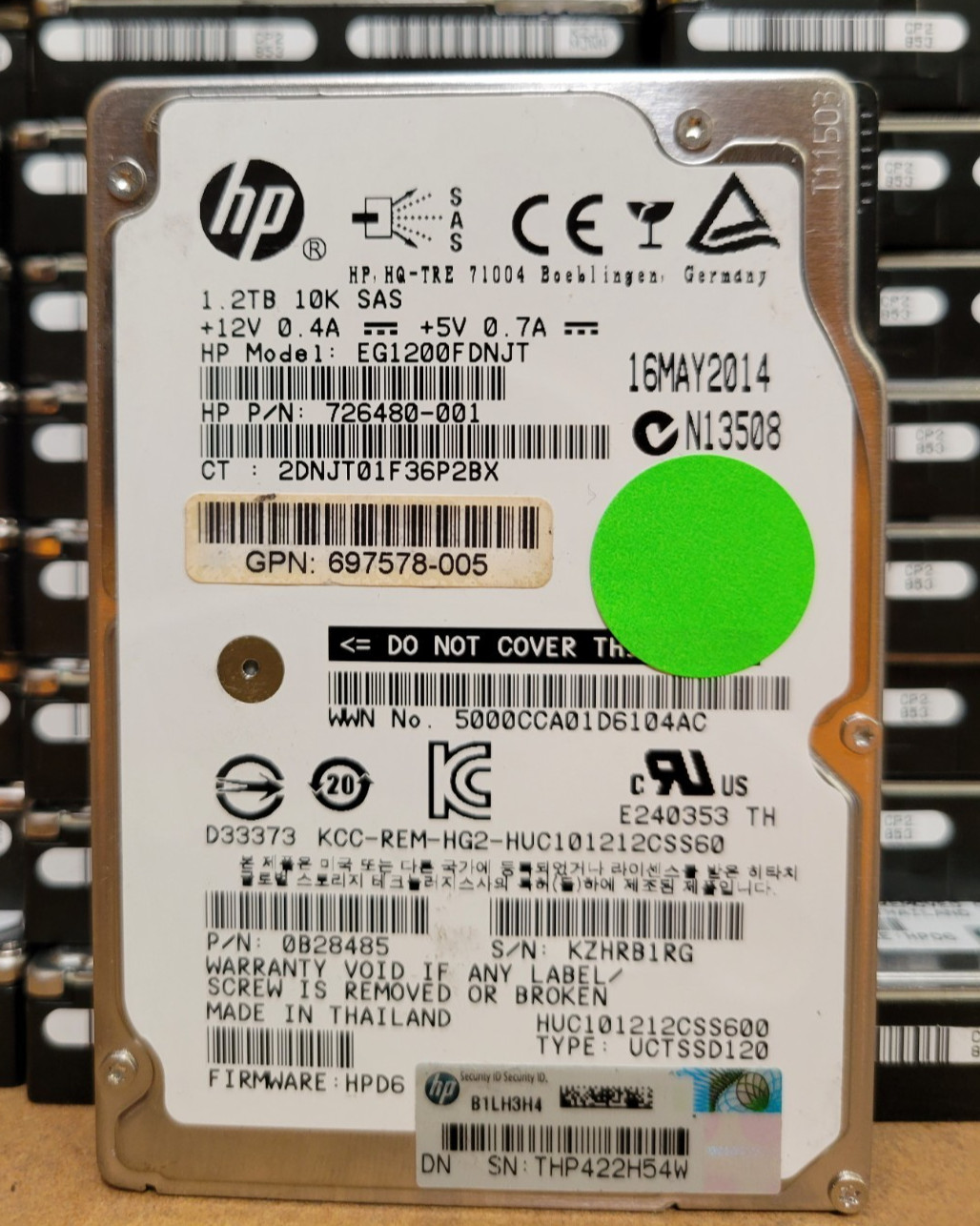 HP SAS 2.5" SERVER HARD DRIVE 1.2TB EG1200FDNJT  WIPED & TESTED