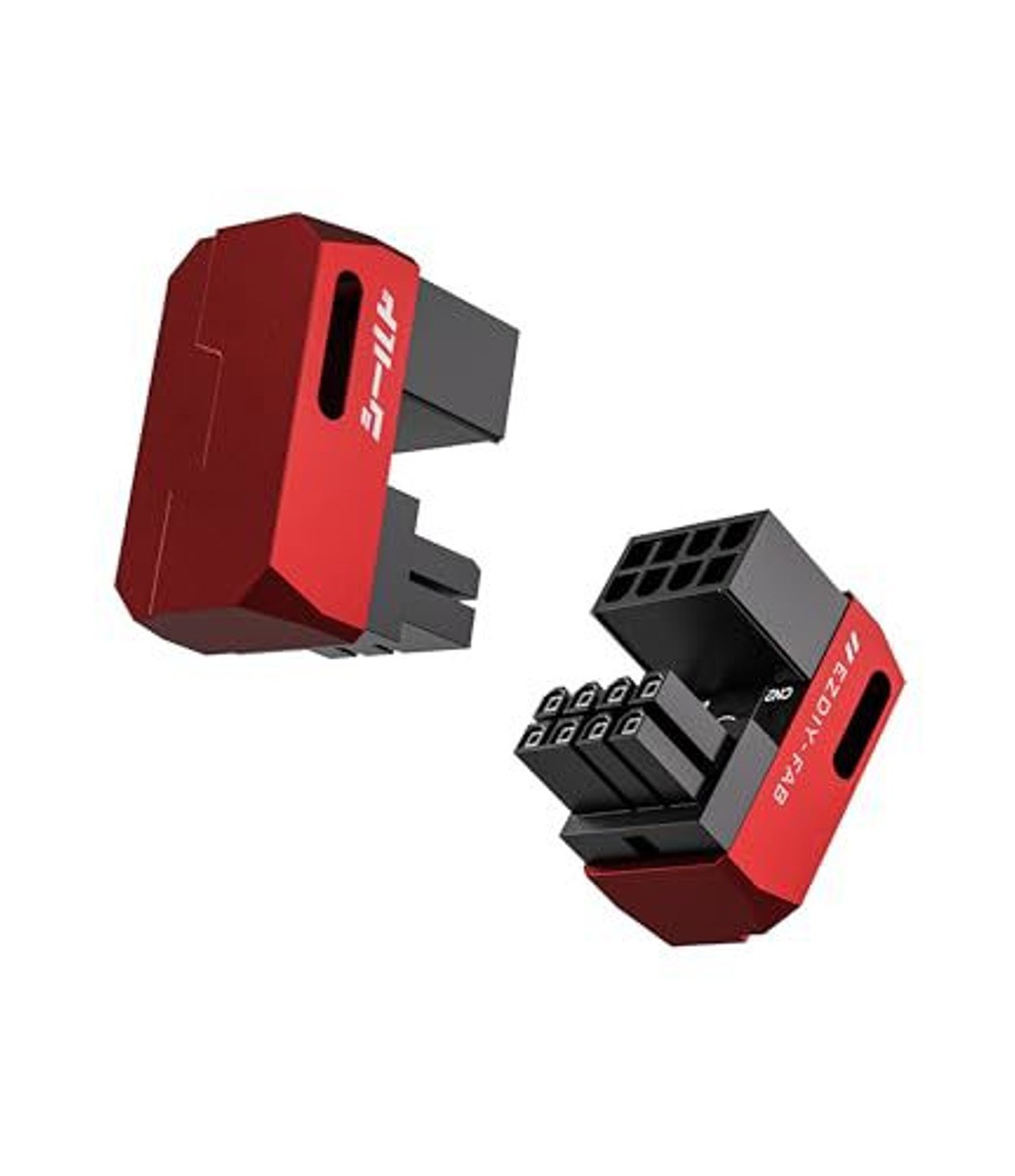 EZDIY-FAB Shield 8-Pin PCIe GPU Power Adapter 180° U-Turn Aluminum Red 2-Pack