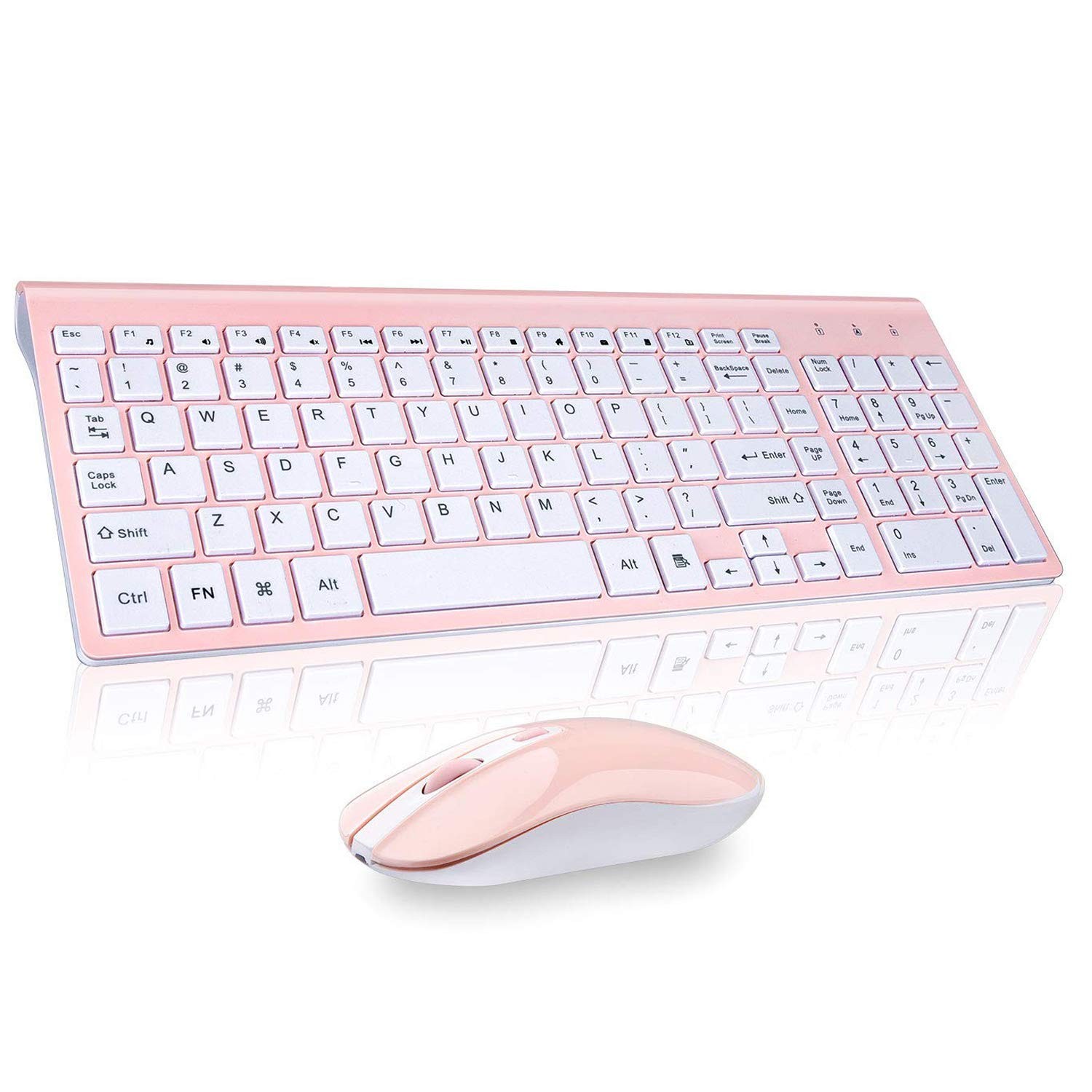 cimetech Wireless Keyboard and Mouse Combo, Compact Full Size 3-Pink