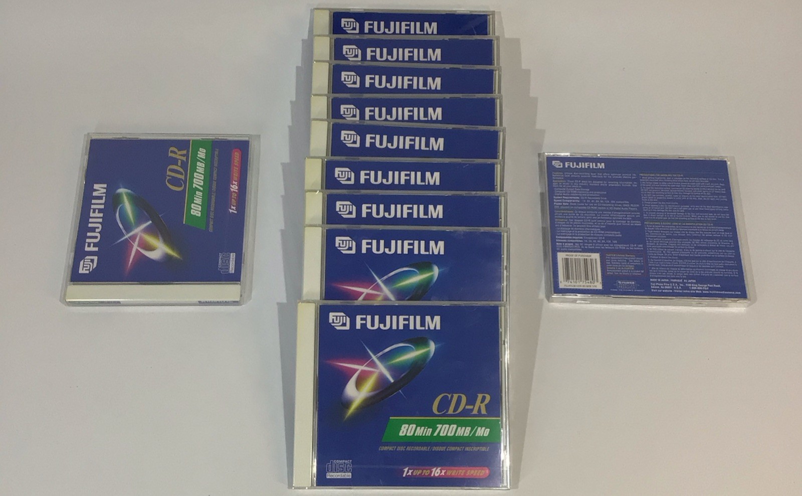 FUJIFILM CD-R 11 Pack w/ Slim Jewel Cases — New Factory Sealed — 80min, 700 MB