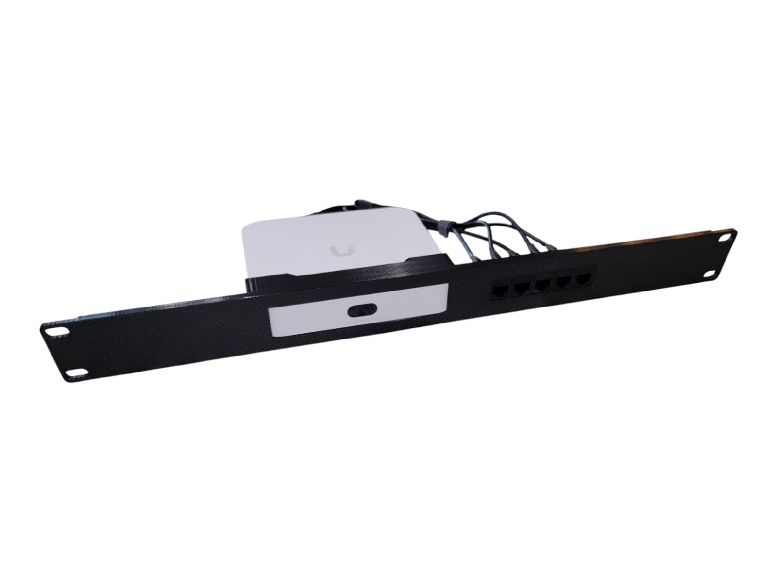 19" 1U Network Rack Mount for Ubiquiti Gateway, Includes Keystones & Cables, Bla