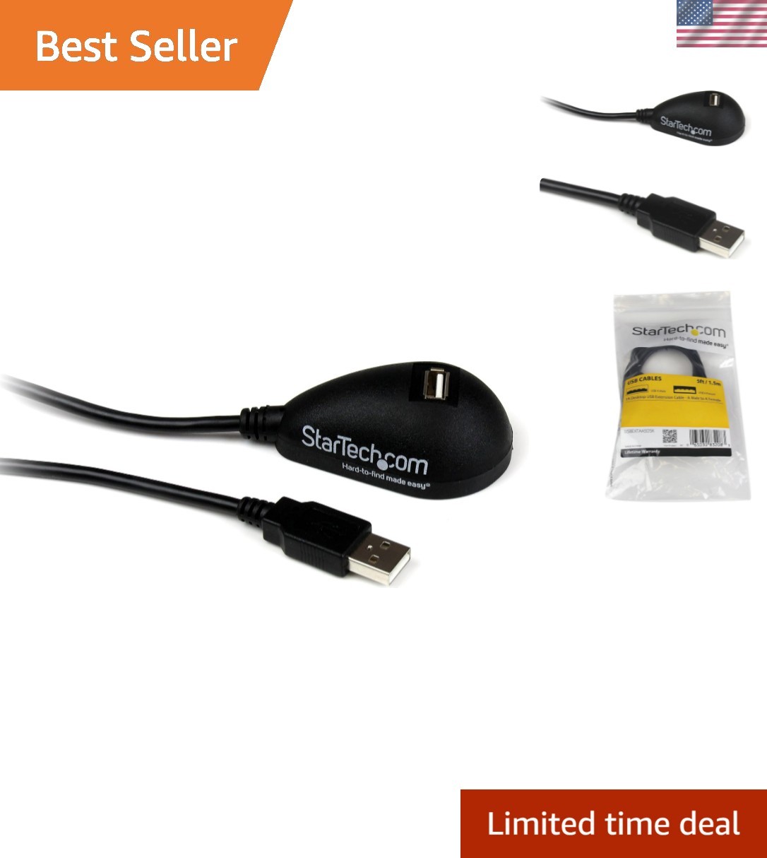 StarTech 5ft USB 2.0 Extension Cable, USB-A M/F