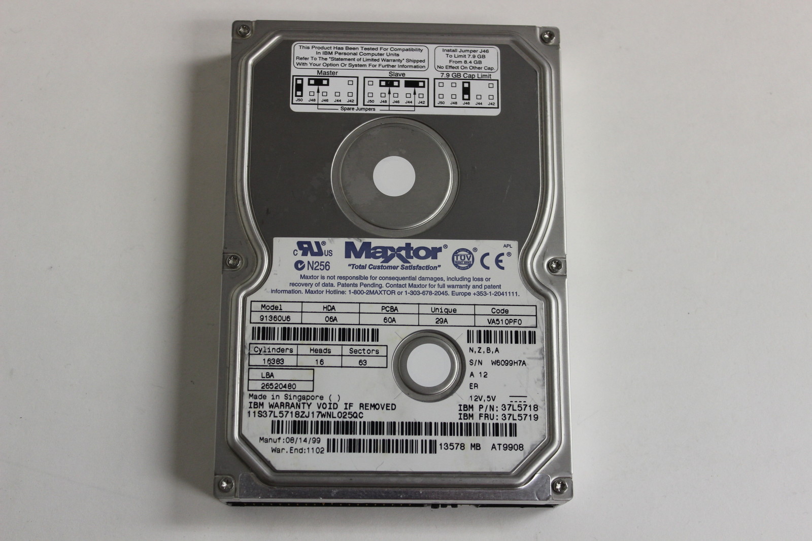 MAXTOR 91360U6 3.5 13.5GB IDE HARD DRIVE IBM 37L5719 37L5718  WITH WARRANTY
