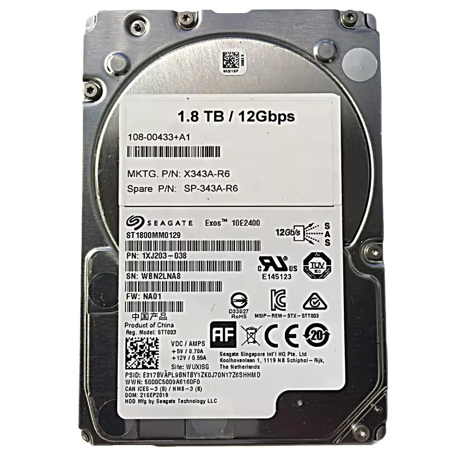 NETAPP X343A-R6 1.8TB 10K 12GBPS 2.5 SAS HS HDD - 108-00433+A1, SP-343A-R6