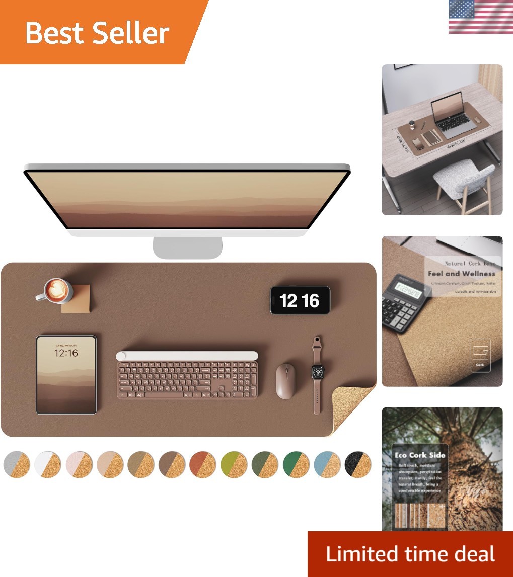 Elegant Coffee and Cork Desk Mat 31.5"x15.7" - Perfect Protector for Desktops