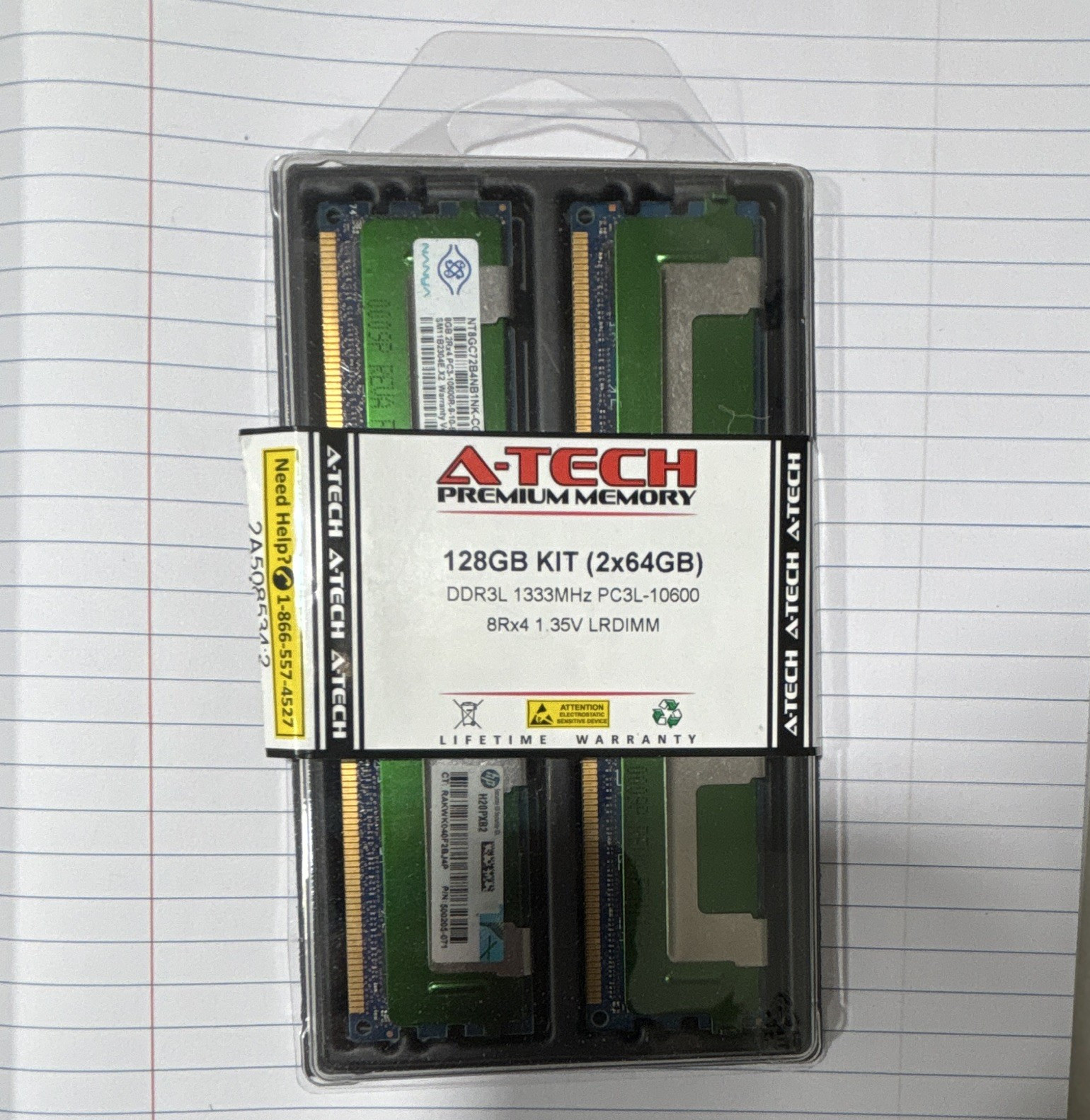 A-Tech 128GB (2x64GB) DDR3L 1333MHz PC3L-10600 ECC Reg LRDIMM