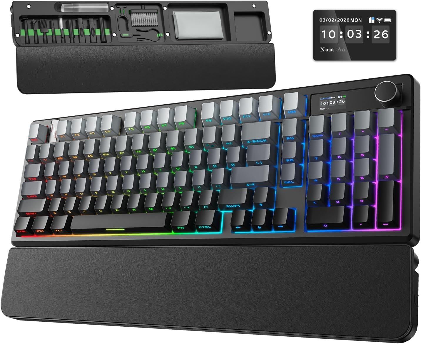 Bluefinger B98Pro Wireless Gaming Mechanical Keyboard with Wrist Rest