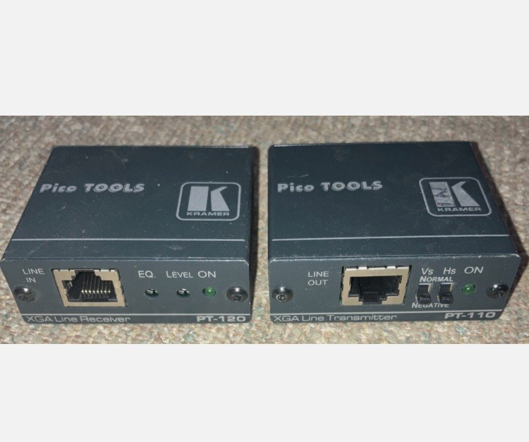 Kramer XGA Line Transmitter PT-110 Receiver PT-120 Set NO POWER SUPPLY