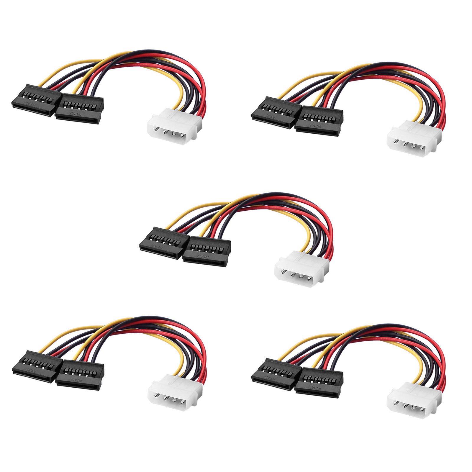 Lot of 5 IDE-Molex 4-Pin to DUAL 2 SATA 15-Pin Power Splitter Y Adapter Cable √√