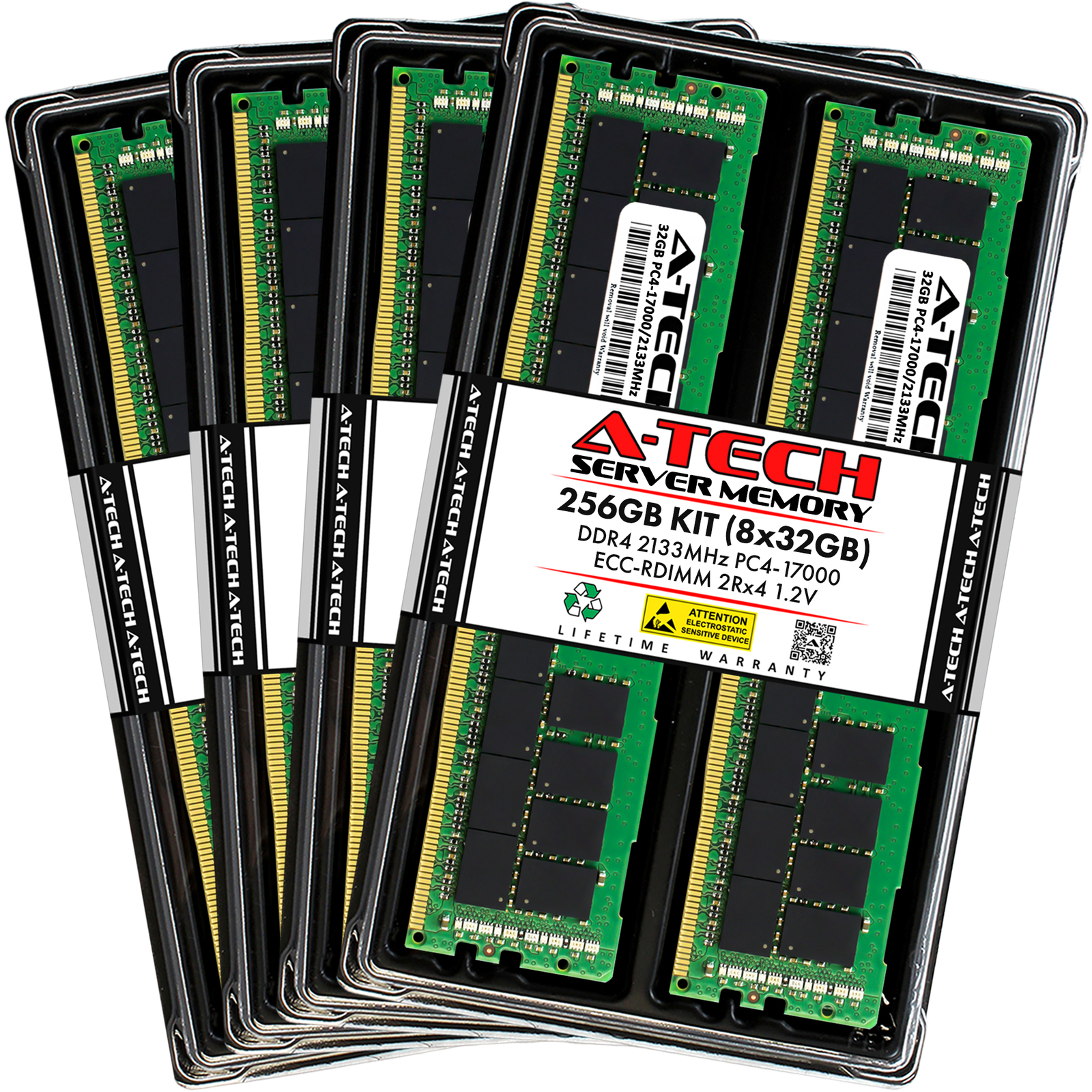 A-Tech 256GB 8x 32GB 2Rx4 PC4-17000R DDR4 2133 ECC REG RDIMM Server Memory RAM