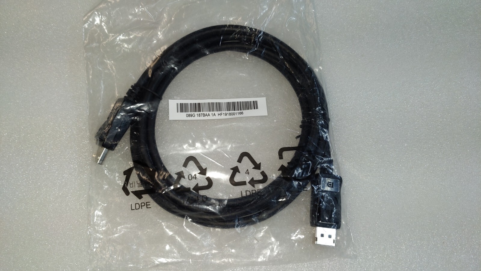 Display Port Cable Male to Male Black 6ft   089G 187BAA