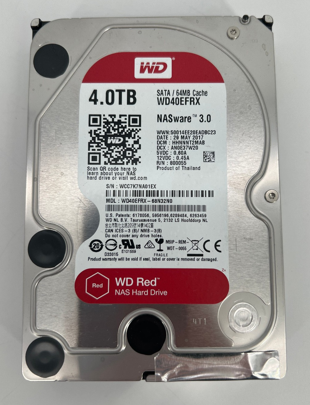 Western Digital 4TB HDD - 3.5" SATA III Hard Drive - NASware 3.0 - WD40EFRX