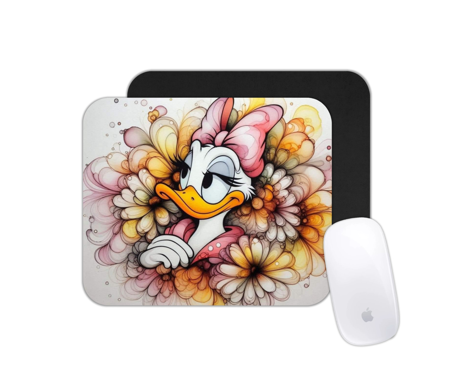 Daisy Duck Alcohol Ink Mouse Pad | Cartoon Desk Mat Gift for Daisy Fans