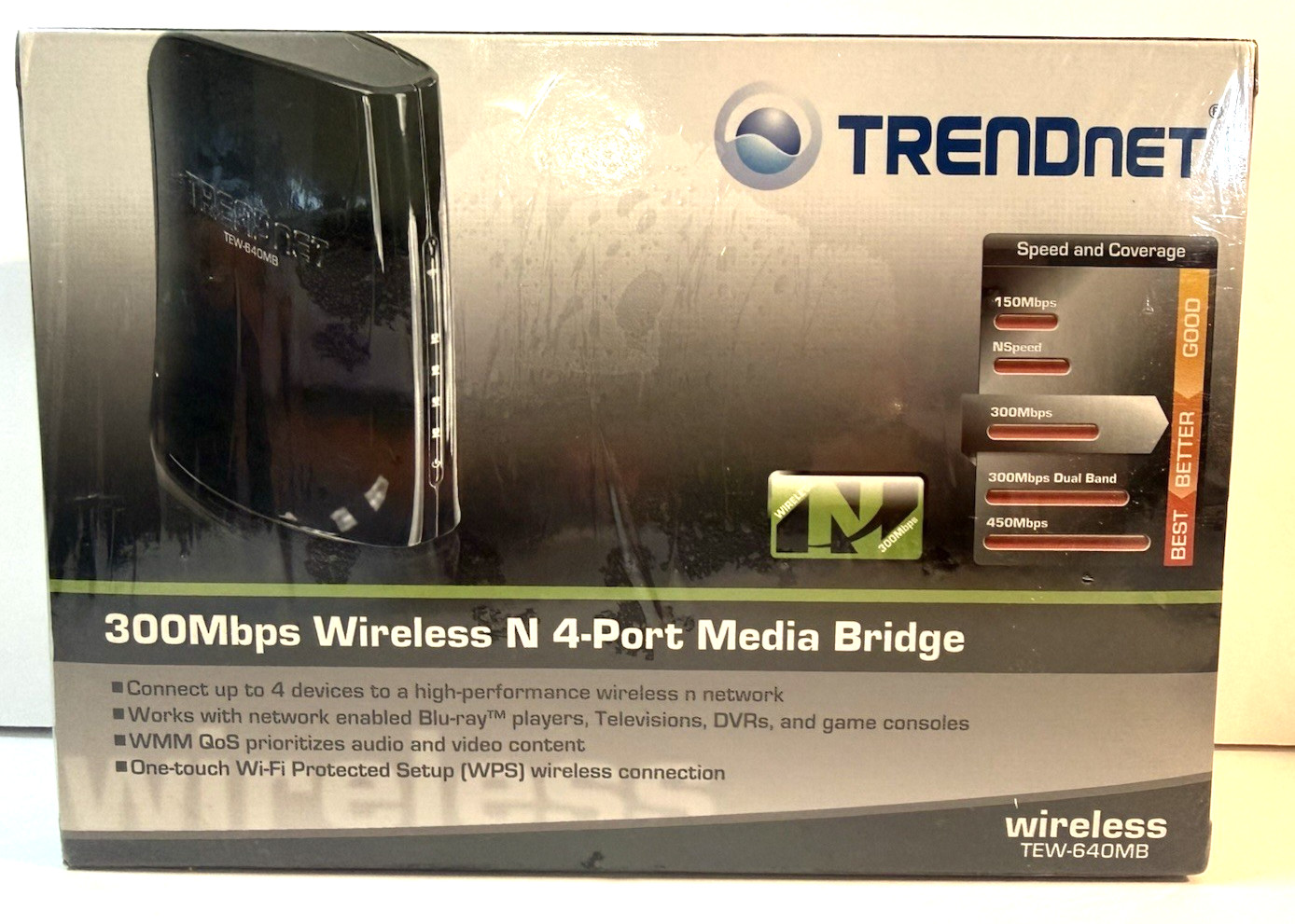 Wireless Media Bridge TRENDnet N300 4-Port TEW-640MB / NEW IN BOX