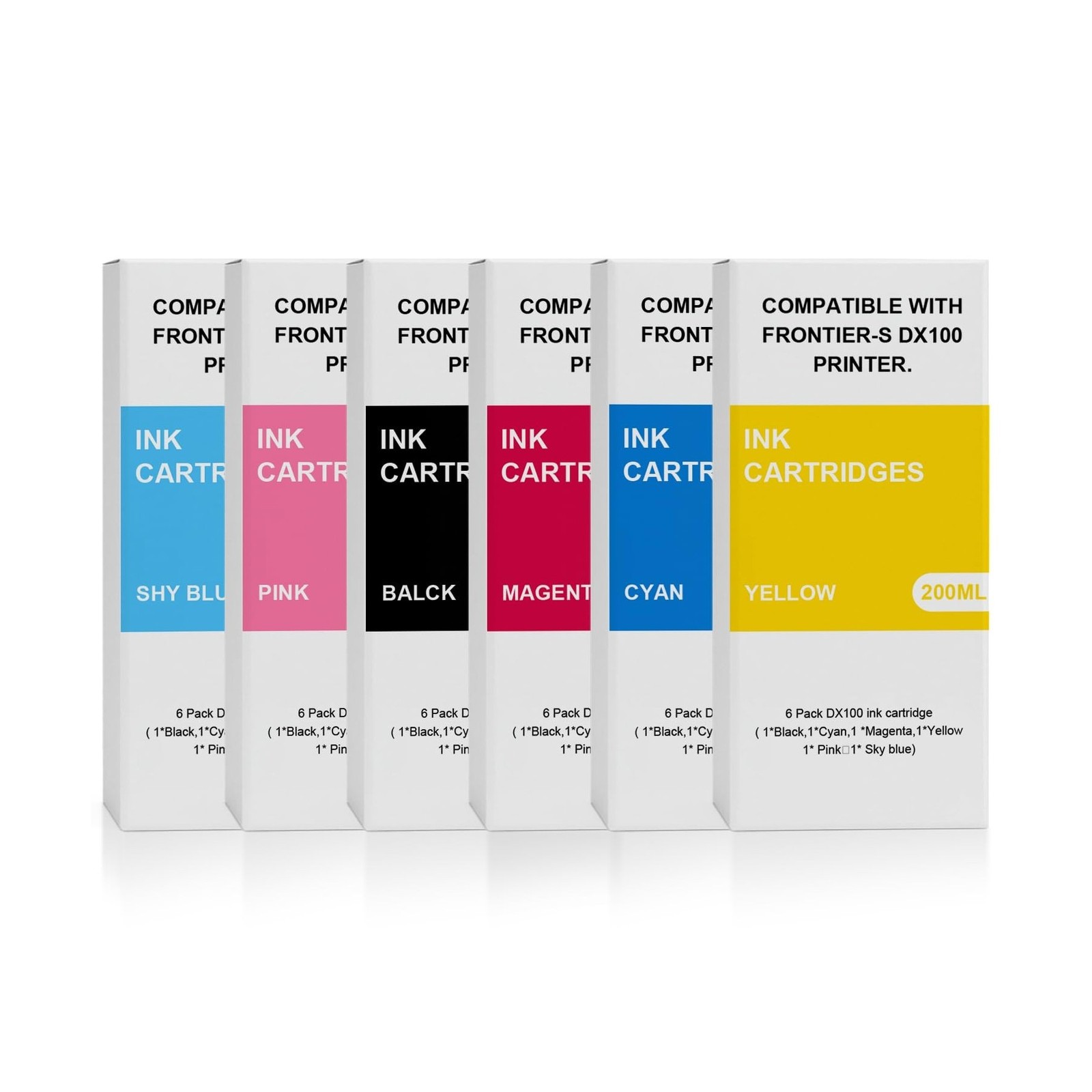 6-Pack DX100 Ink Cartridges Set Replacement for Fujifilm DX VIVIDIA Ink Cartr...