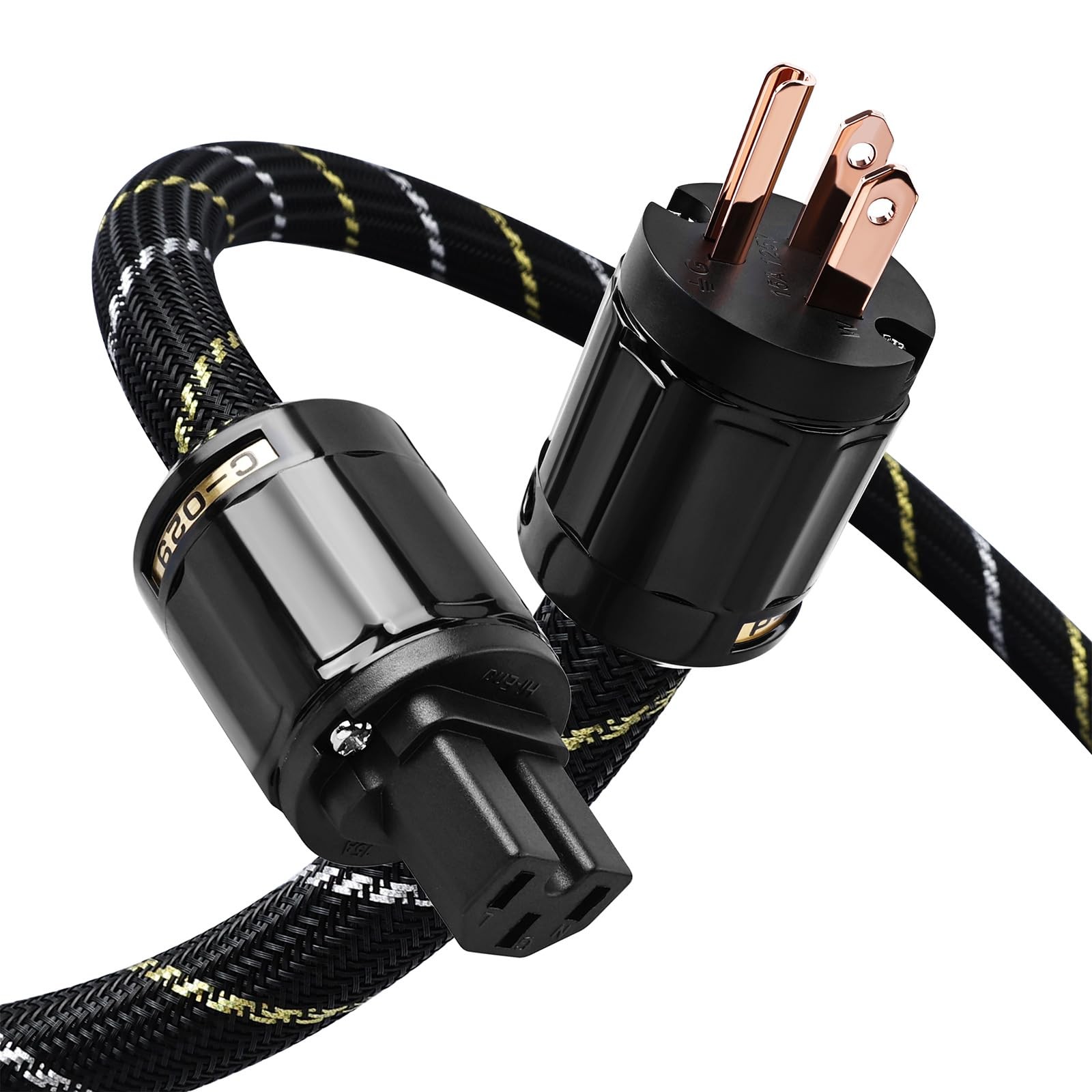 YYTCG 3.28ft Audiophile HiFi Power Cable-7 AWG,4N 3.28ft/1m, Black-4N-OFC