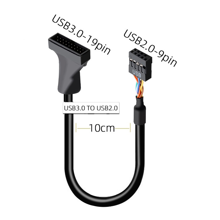 19 Pin USB 3.0 to 9 Pin USB 2.0 Male Female Motherboard Cable Adapter Converter