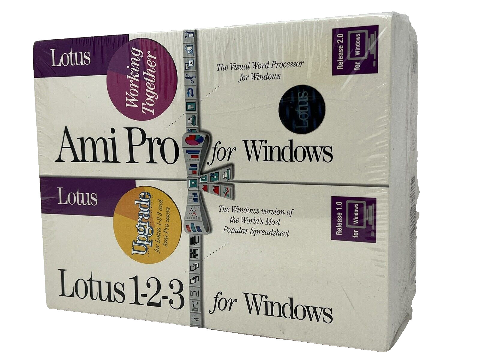 Lotus 1-2-3 and Ami Pro for Windows Working Together Set Bundle 1991 New Sealed